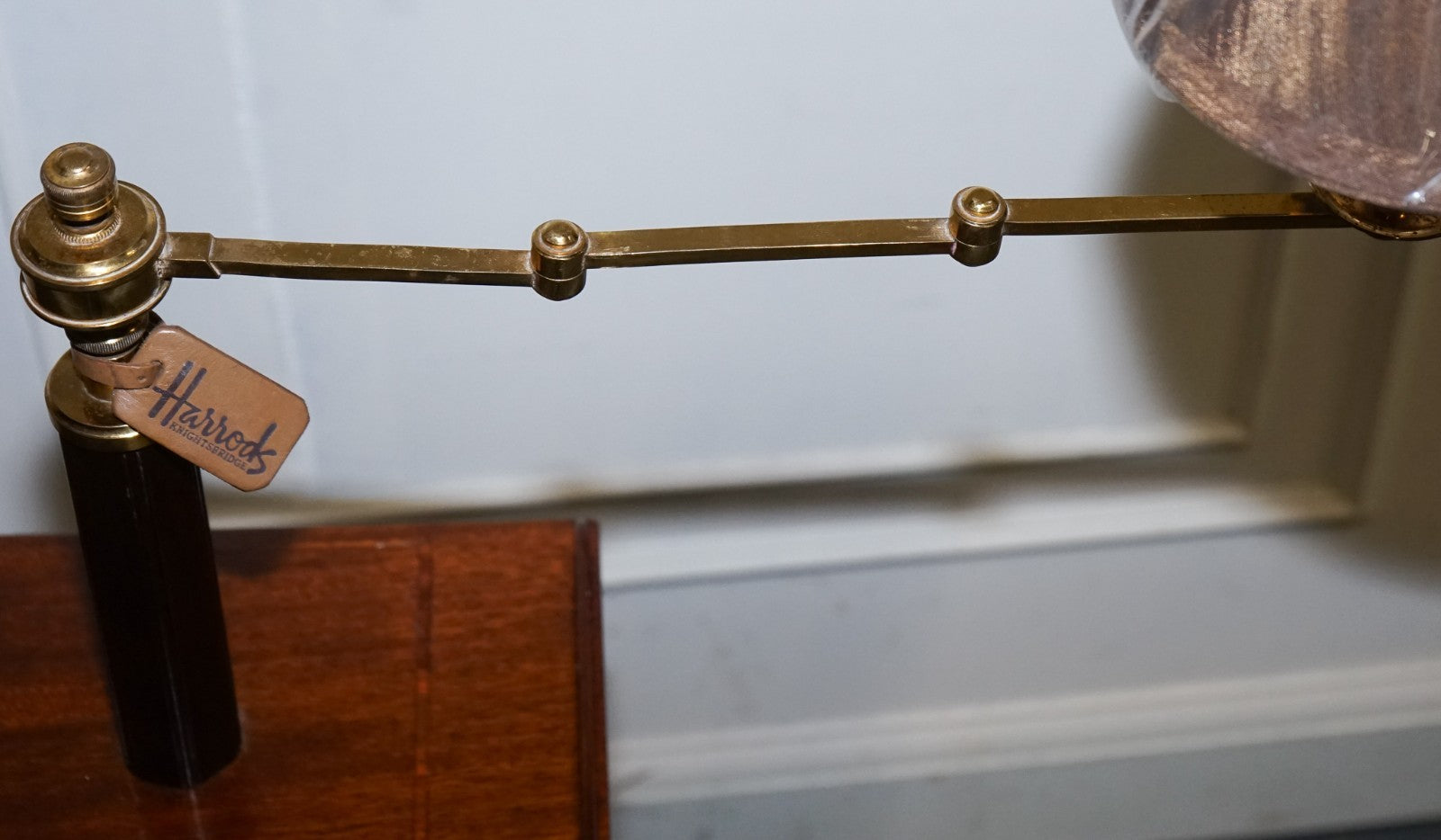 RARE HARRODS LONDON ENGLISH READING LAMP STAND SIDE TABLE WITH LAMP