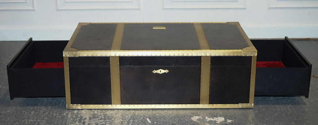 TIMOTHY OULTON CUMBERLAND COLLECTION COFFEE TABLE WITH RED VELVET LINING