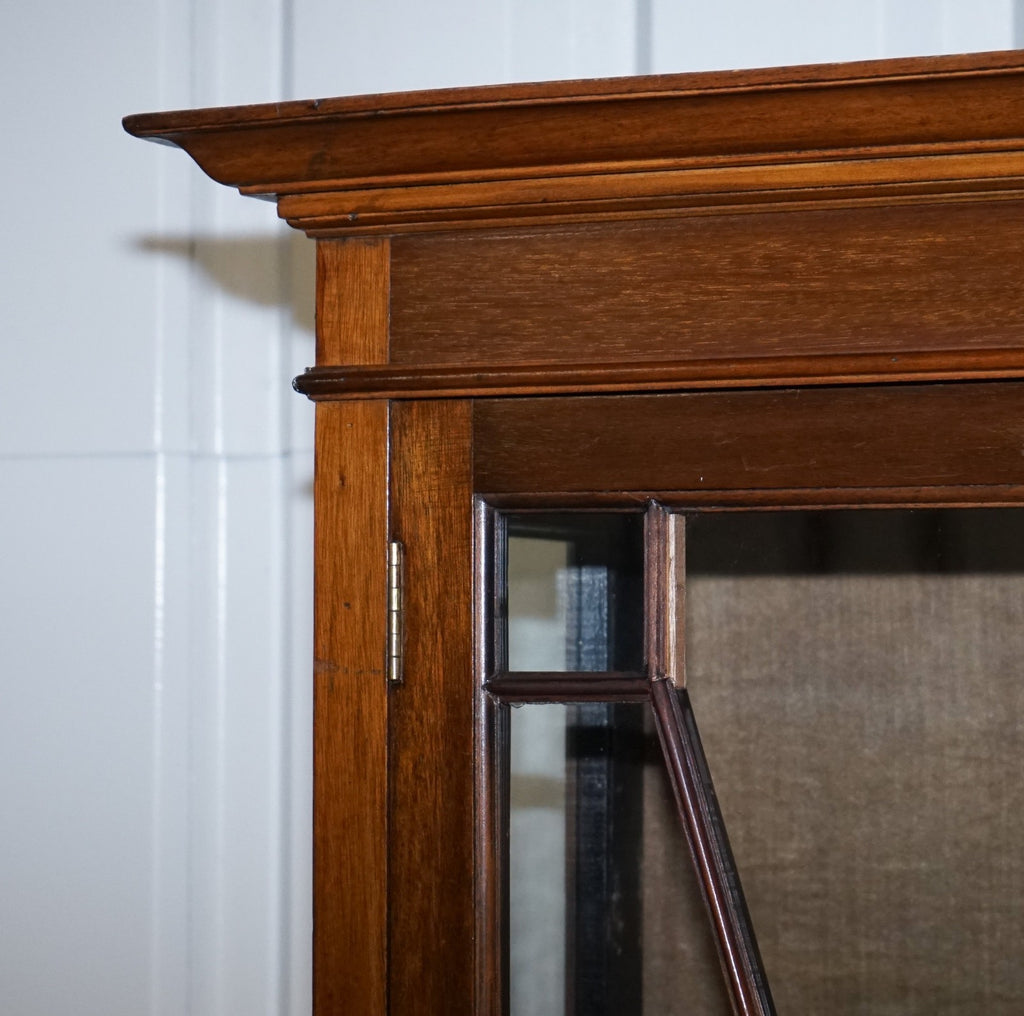 ENGLISH 19TH CENTRY GLAZED DISPLAY CURIO CABINET WITH FIXED SHELVES