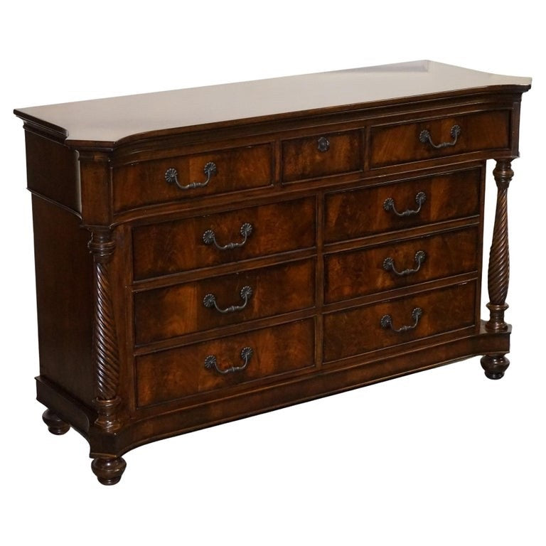 LARGE AMERICAN THOMASVILLE TRINIDAD BREAKFRONT SOLID DRESSER SIDEBOARD