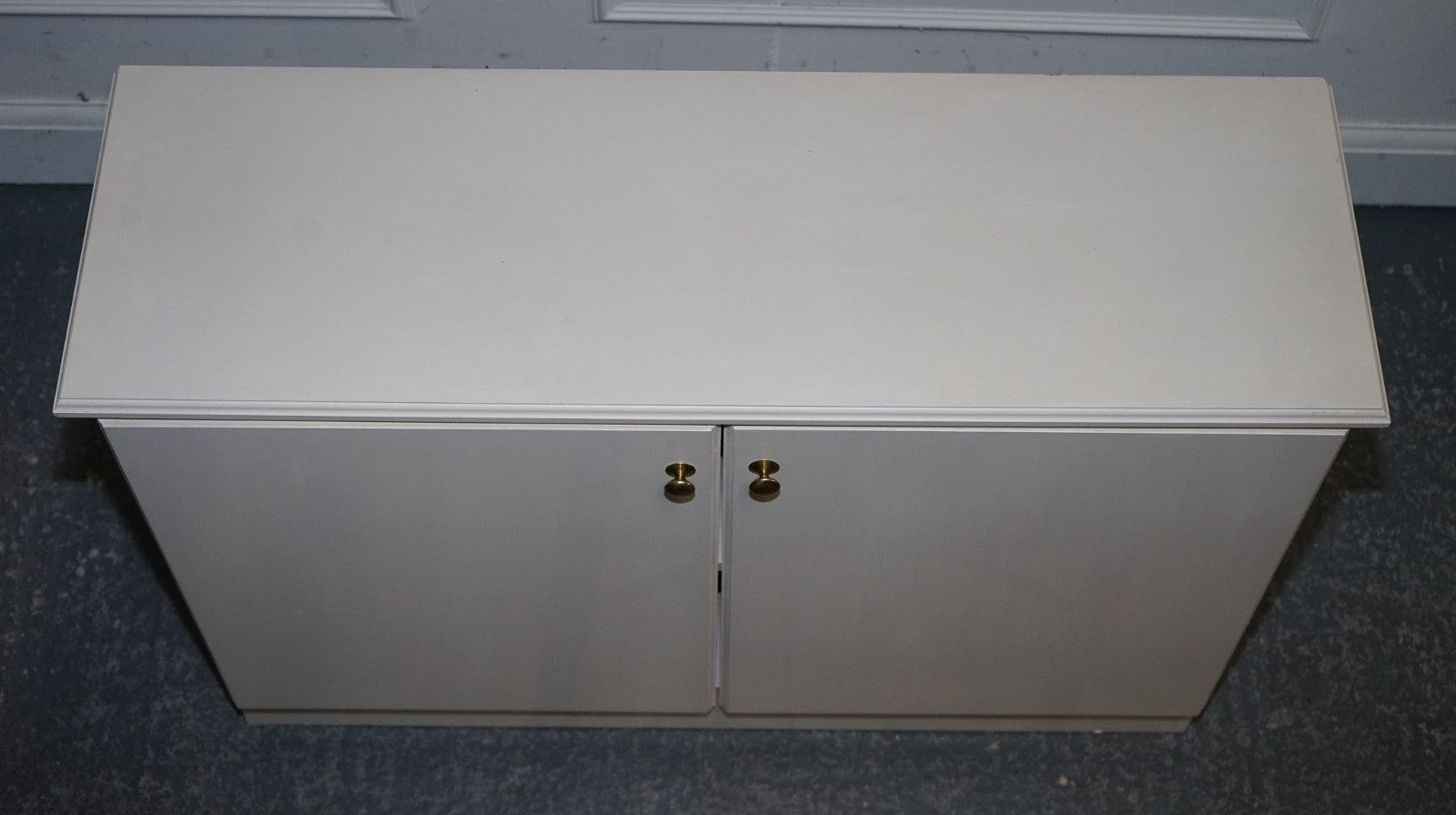MINIMALIST PAINTED WHITE CUPBOARD WITH BRASS KNOBS MATCHING TABLES AVAILABLE