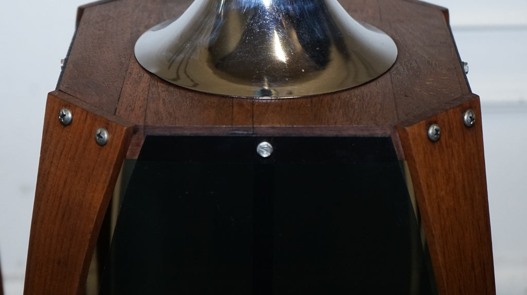 PAIR OF LARGE MODERN DANISH ACRYLIC & TEAK MID CENTURY LAMPS