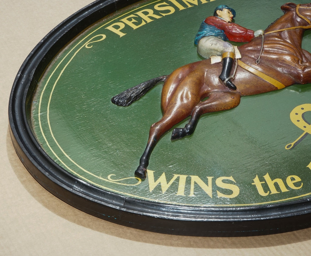 ORIGINAL 1960'S COUNTRY CORNER PUB SIGN PERSIMMON 1896 DERBY DAY SOLID WOOD
