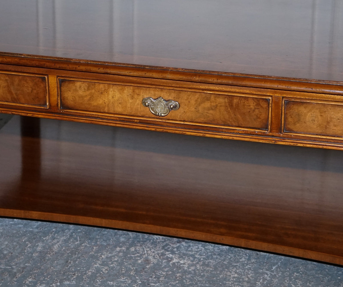 LARGE GEORGIAN STYLE BURR WALNUT COFFEE TABLE BY BRIGHTS OF NETTLEBED LONDON
