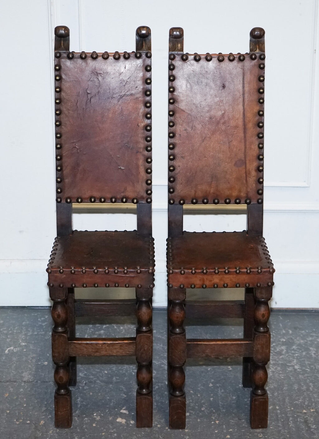 BEAUTIFUL PAIR OF DECORATIVE  17TH CENTURY REVIVAL OAK CHILDS CORRECTION CHAIR