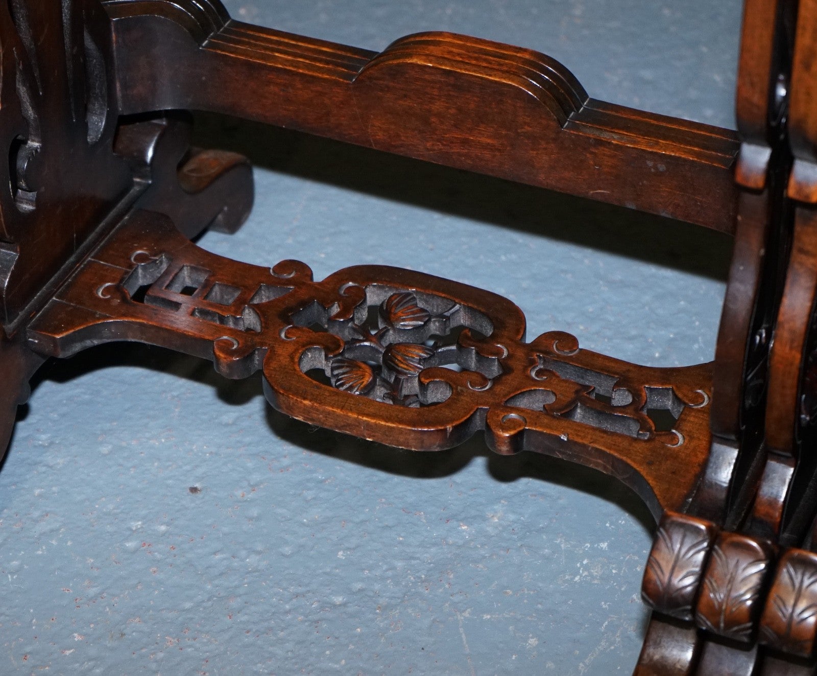 ART NOUVEAU CHINESE EXPORT NESTING TABLES PIERCED FRETWORK BONE & ABALONE C 1900