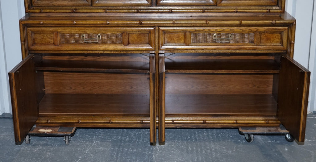 VINTAGE AMERICAN FAUX BAMBOO STYLE DISPLAY CABINET BOOKCASE BY BURLINGTON