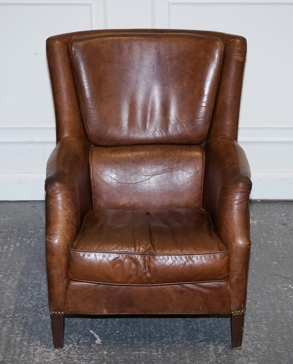 VINTAGE BROWN HERITAGE LEATHER READING LOUNGE ARMCHAIR HALO TIMOTHY OULTON STYLE