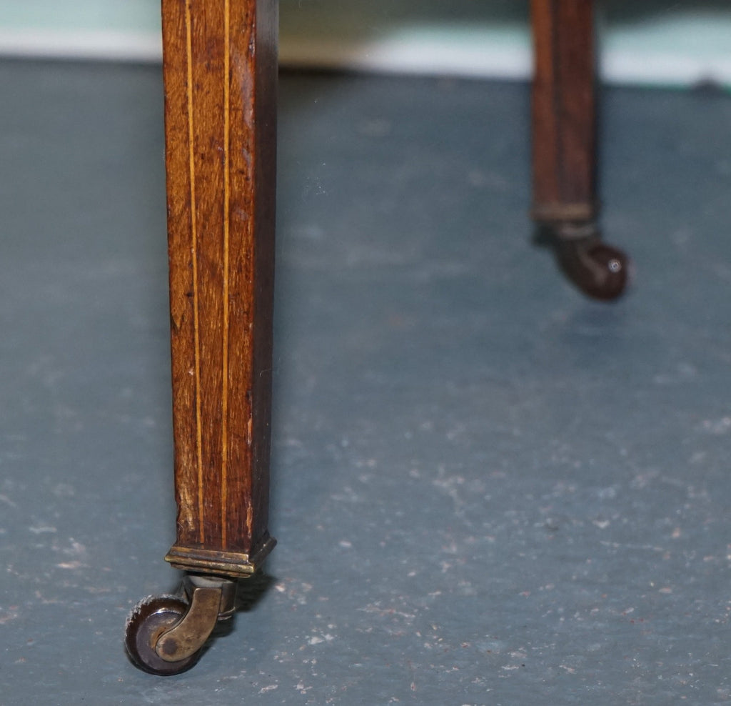 VICTORIAN LADIES WRITING DAVENPORT DESK WITH INLAY & LEATHER WRITING SURFACE