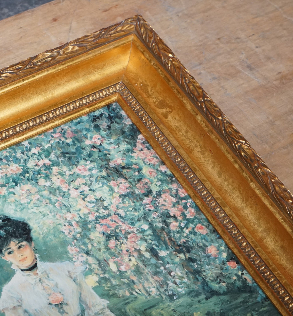 VINTAGE OIL PAINTING ''ENGLISH ROSE'' BY ALAN MALEY GILTED FRAME 80 X 65 CM
