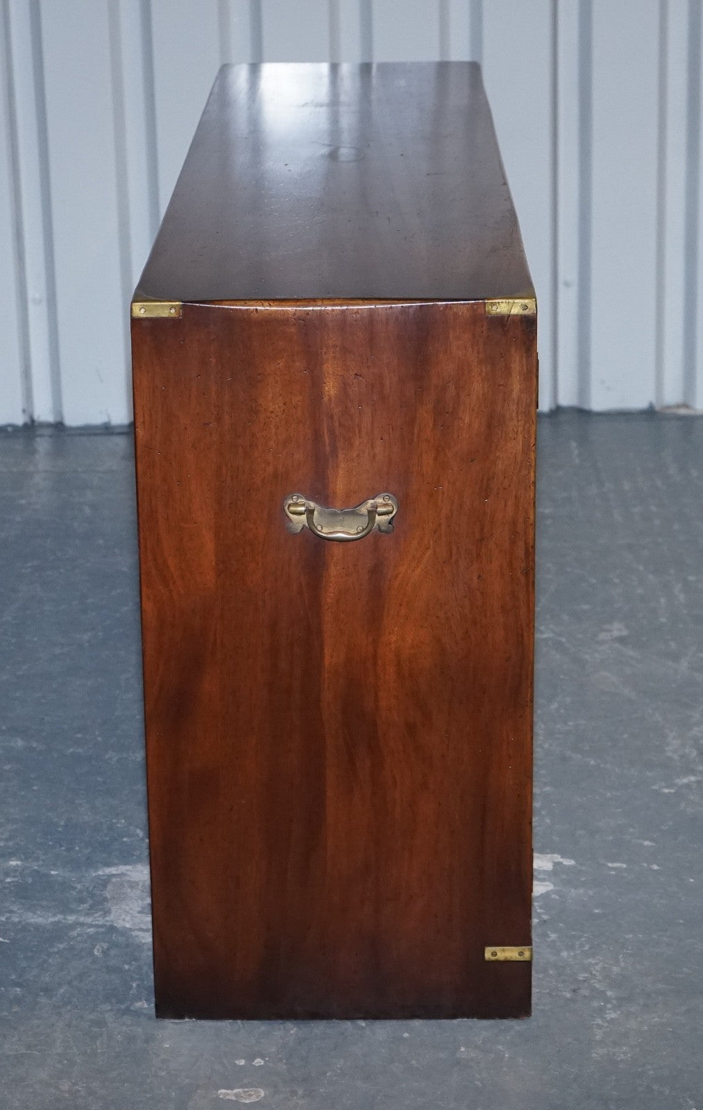 1950'S ENGLISH BEVAN FUNNEL MILITARY CAMPAIGN SIDEBOARD BRASS FITTINGS
