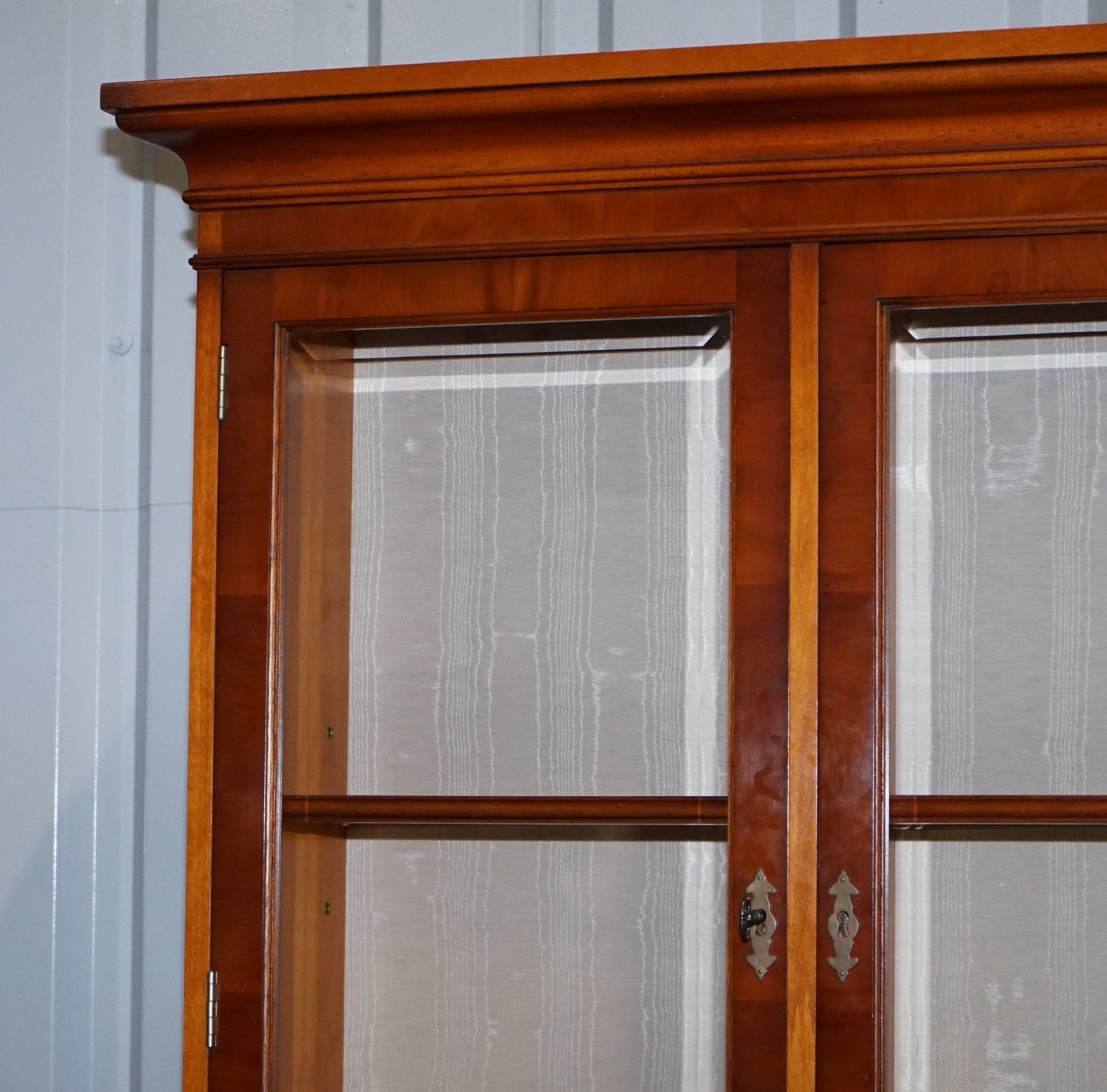 VINTAGE YEW WOOD DISPLAY CABINET MADE BY BRADLEY ENGLAND
