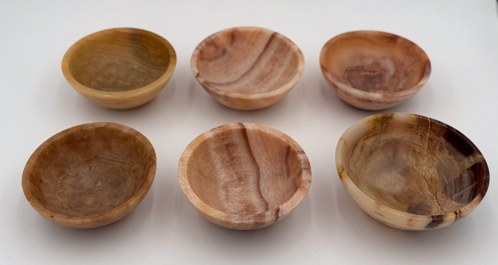 SET OF SIX VINTAGE ONYX PLATE AND BOWL HANDMADE IN EGYPT