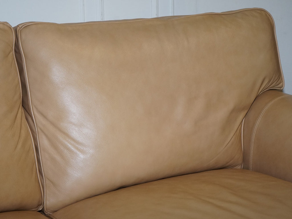 FINE LATTE BROWN LEATHER TWO SEATER SOFA MADE BY MULTIYORK ENGLAND