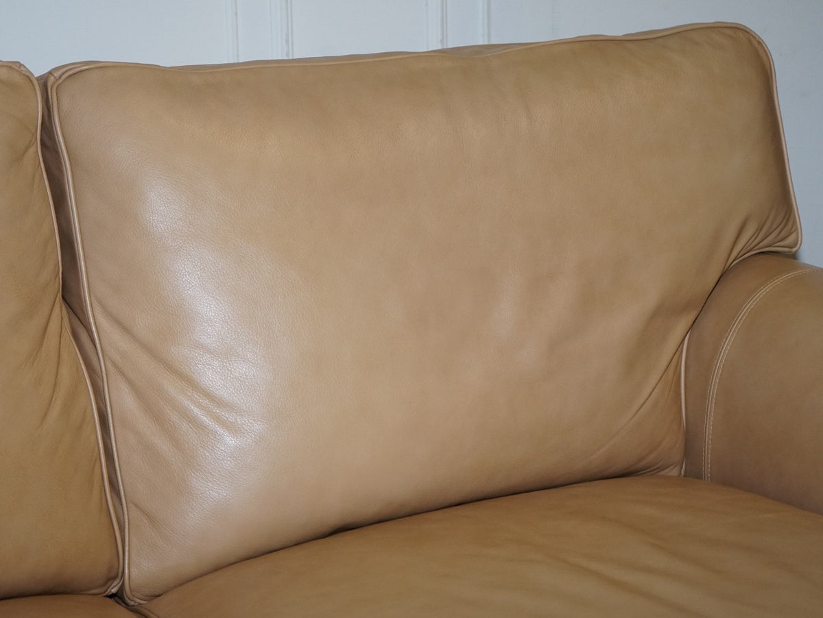 FINE LATTE BROWN LEATHER TWO SEATER SOFA MADE BY MULTIYORK ENGLAND
