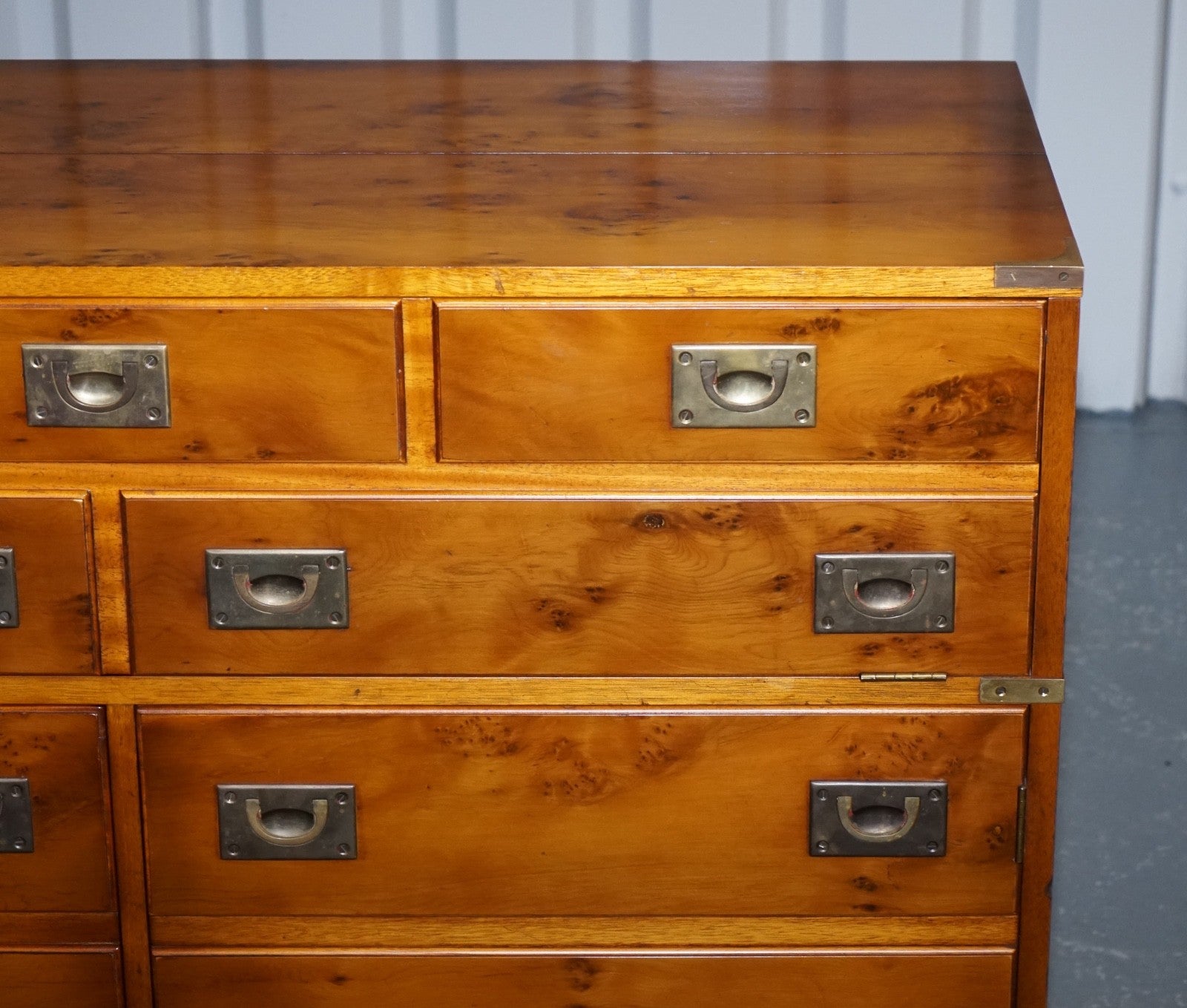 VINTAGE RECORD PLAYER CABINET HIDDEN INSIDE MILITARY CAMPAIGN CHEST OF DRAWERS
