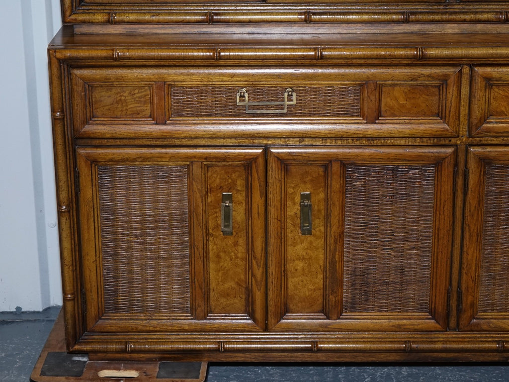 VINTAGE AMERICAN FAUX BAMBOO STYLE DISPLAY CABINET BOOKCASE BY BURLINGTON