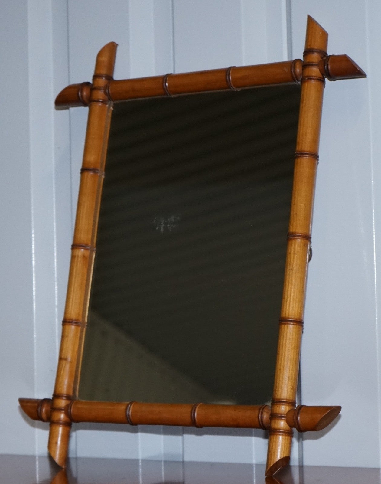 ANTIQUE FRENCH STYLE DECORATIVE FAUX BAMBOO WALL MIRROR