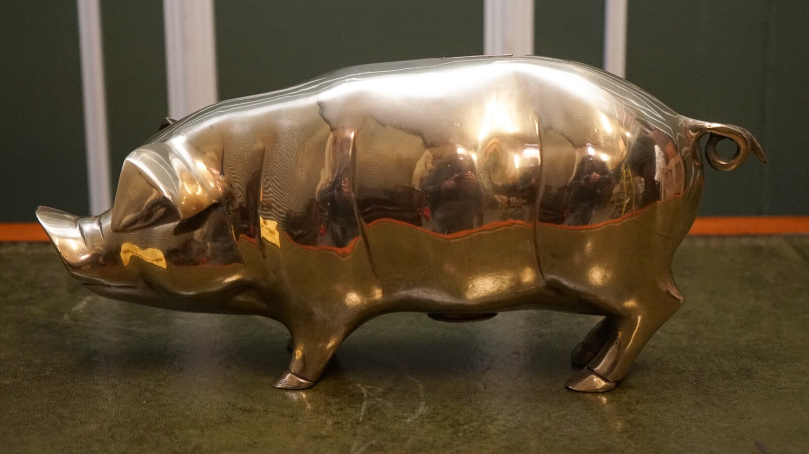 1920s ANTIQUE DECORATIVE BRASS PIGGY BANK