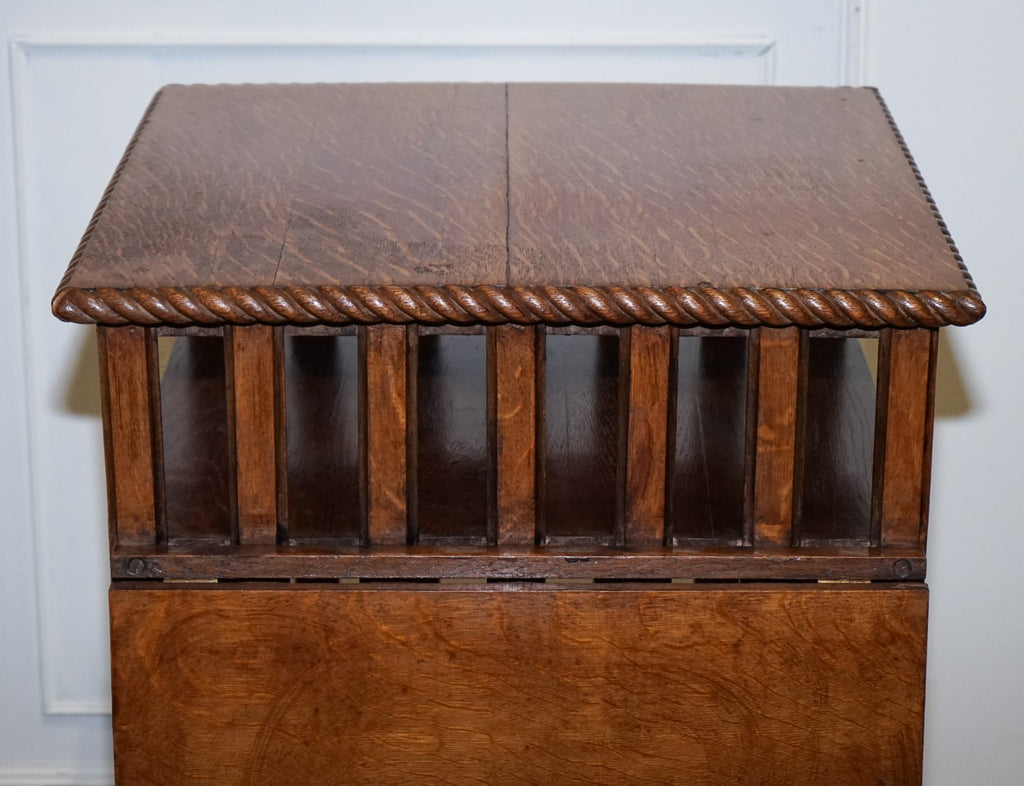 ANTIQUE SUBSTANTIAL OAK REVOLVING BOOKCASE WITH FOLDING READING STAND
