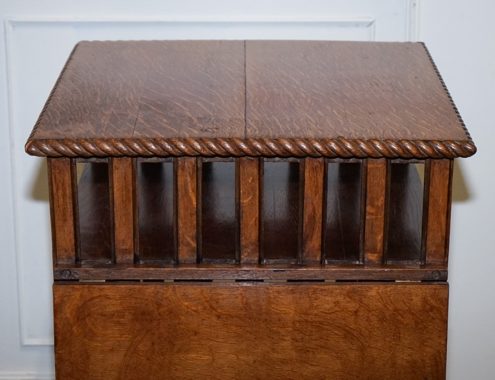 ANTIQUE SUBSTANTIAL OAK REVOLVING BOOKCASE WITH FOLDING READING STAND