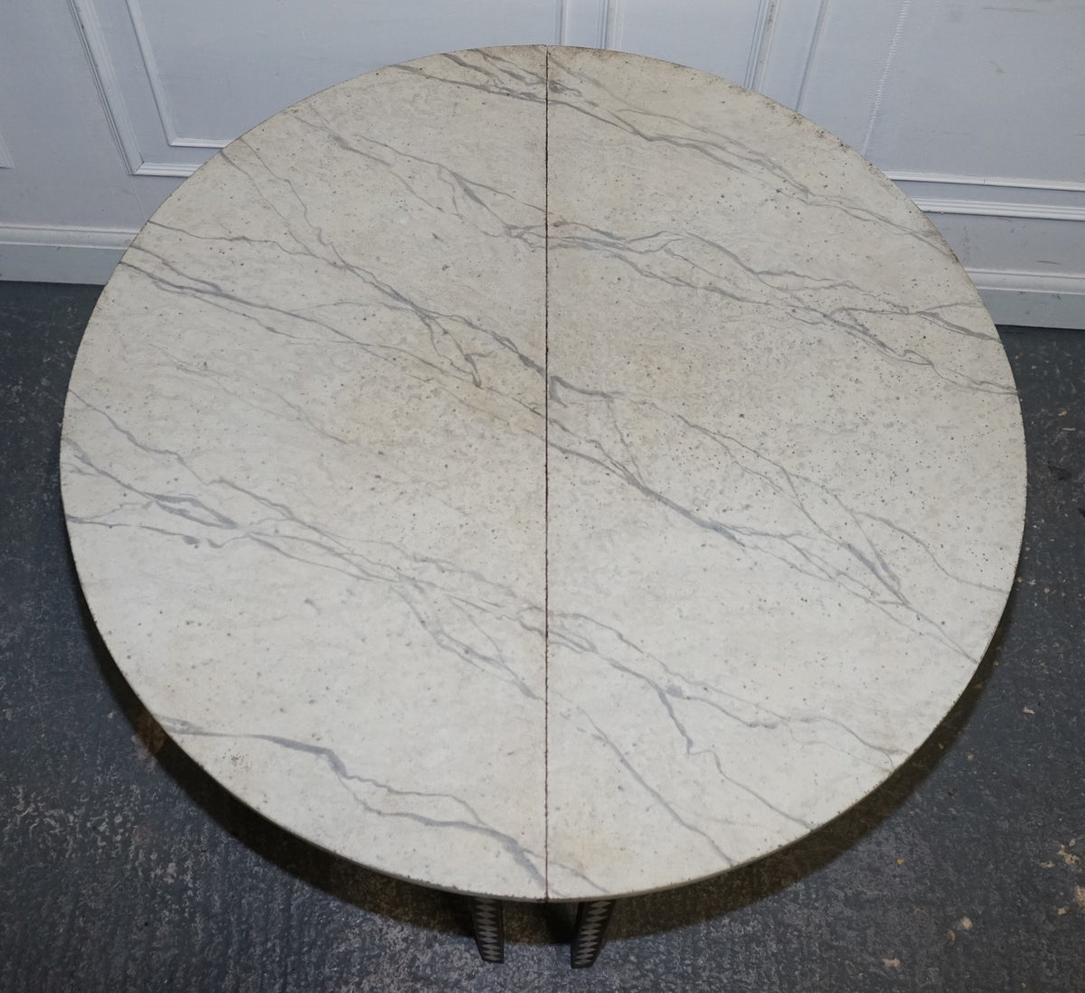ENGLISH GEORGIAN HAND PAINTED PAIR OF DEMI LUNE SIDE CONSOLE TABLE MARBLE EFFECT
