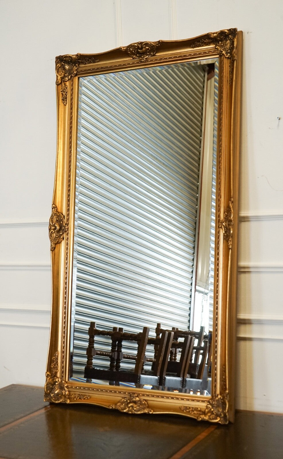 LARGE FRENCH CLASSIC GOLDEN ORNATE WALL REGAL MIRROR 138 X 77 CM