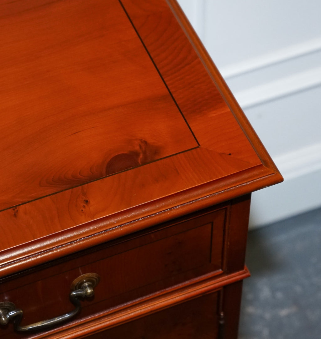VINTAGE BURR YEW WOOD SIDEBOARD WITH FOUR CUPBOARDS & DRAWERS