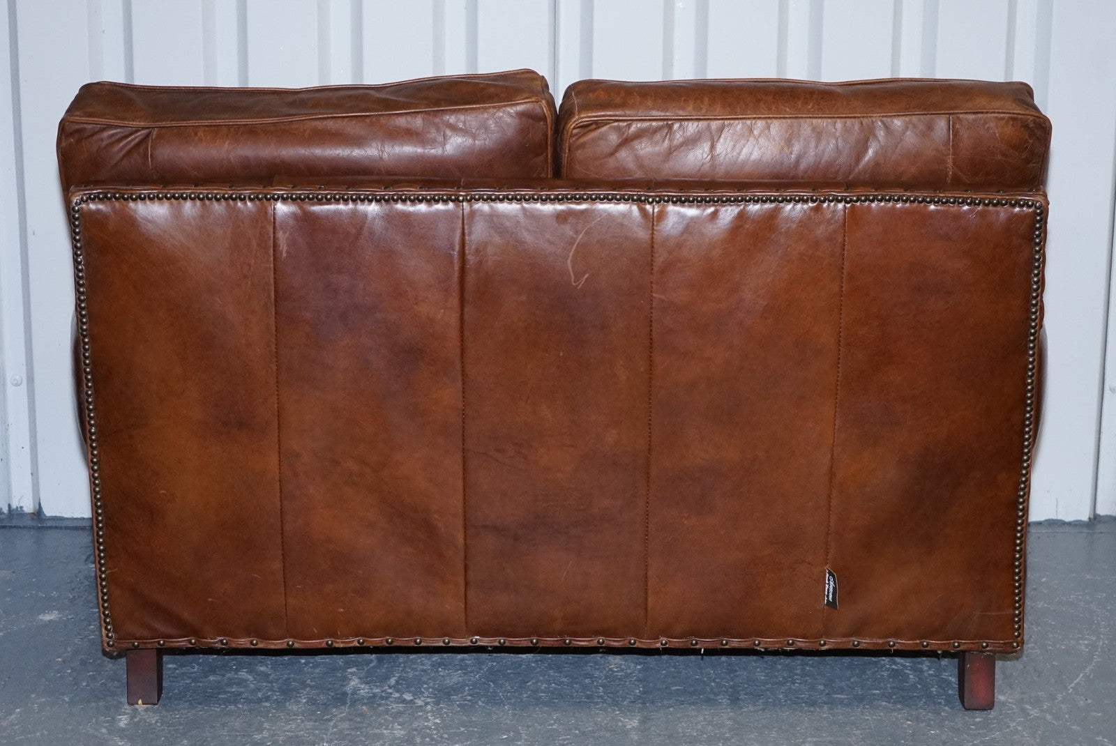 HALO TIMOTHY OULTON STYLE BALMORAL TWO SEATER BROWN HERITAGE LEATHER SOFA