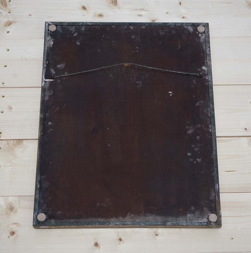 ANTIQUE NEOCLASSICAL STYLE BRASS SHELLS & BLEEDING HEARTS BEVELLED MiRROR