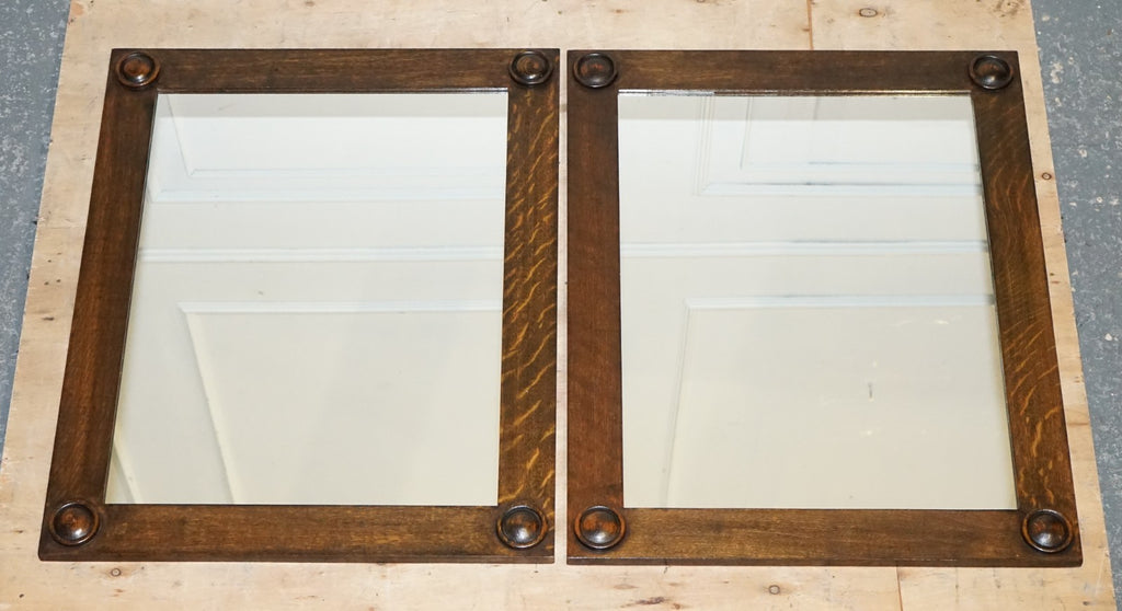 ANTIQUE CIRCA 1900 JACOBEAN STYLE PAIR OF RECTANGULAR WALL MIRRORS