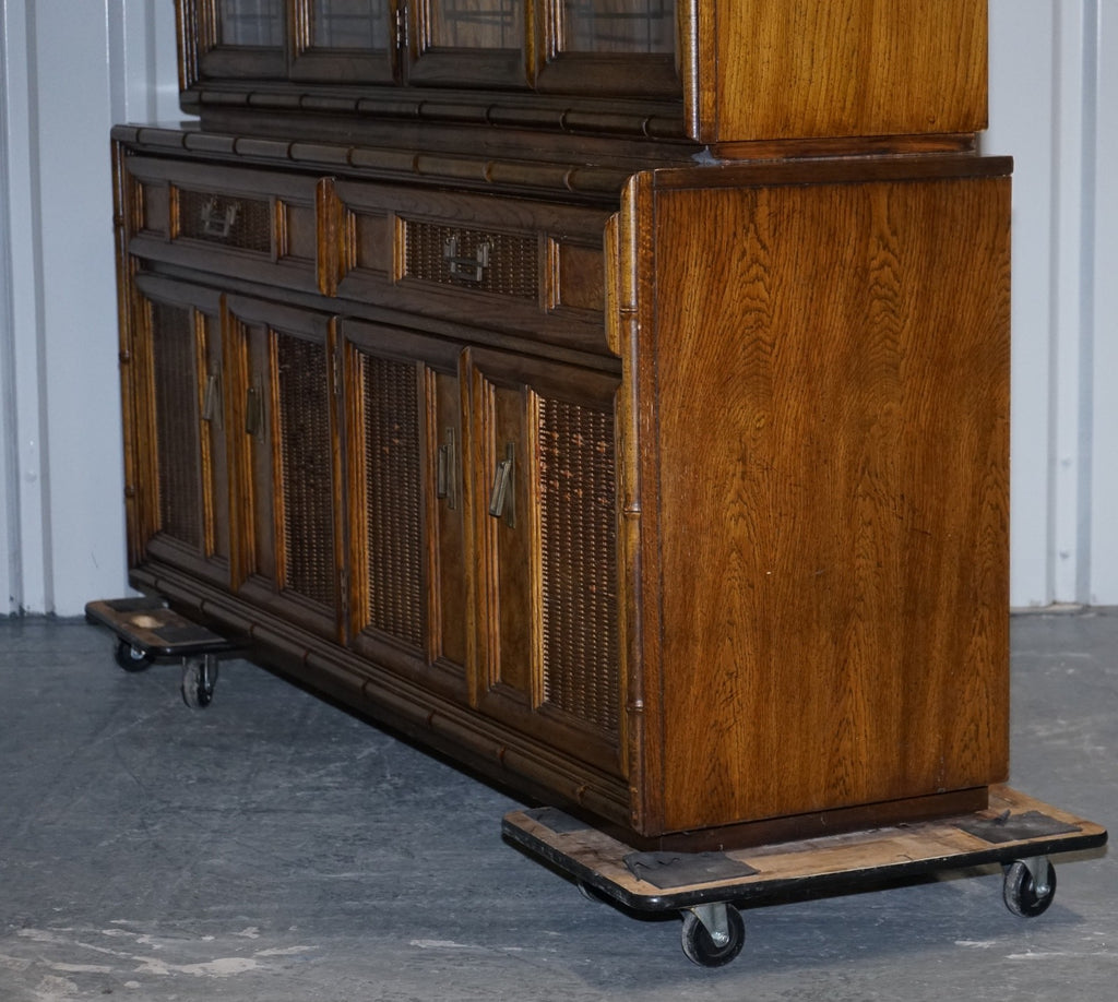 VINTAGE AMERICAN FAUX BAMBOO STYLE DISPLAY CABINET BOOKCASE BY BURLINGTON