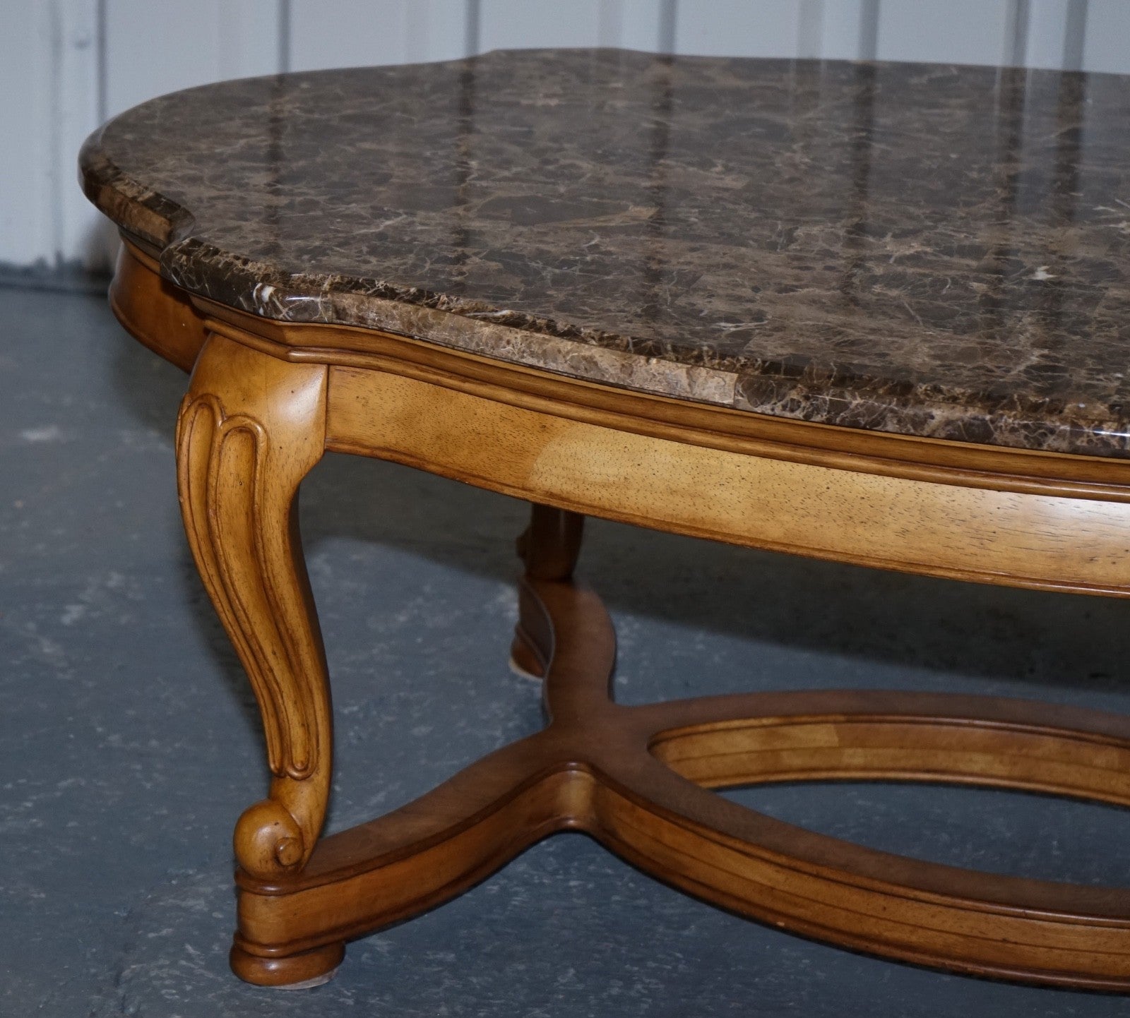 VINTAGE FRENCH STYLE COFFEE TABLE WITH FAUX MABRLE TOP
