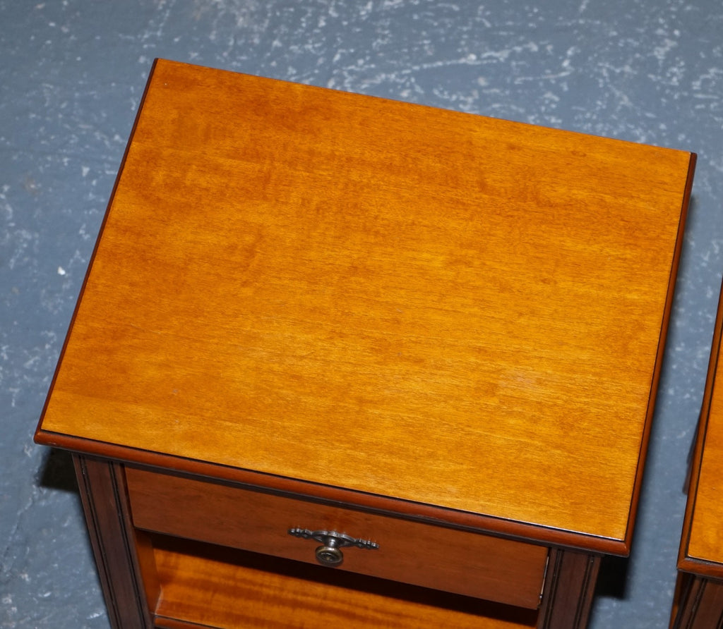 VINTAGE FRENCH STYLE CHERRY WOOD NIGHTSTANDS BEDSIDE TABLES