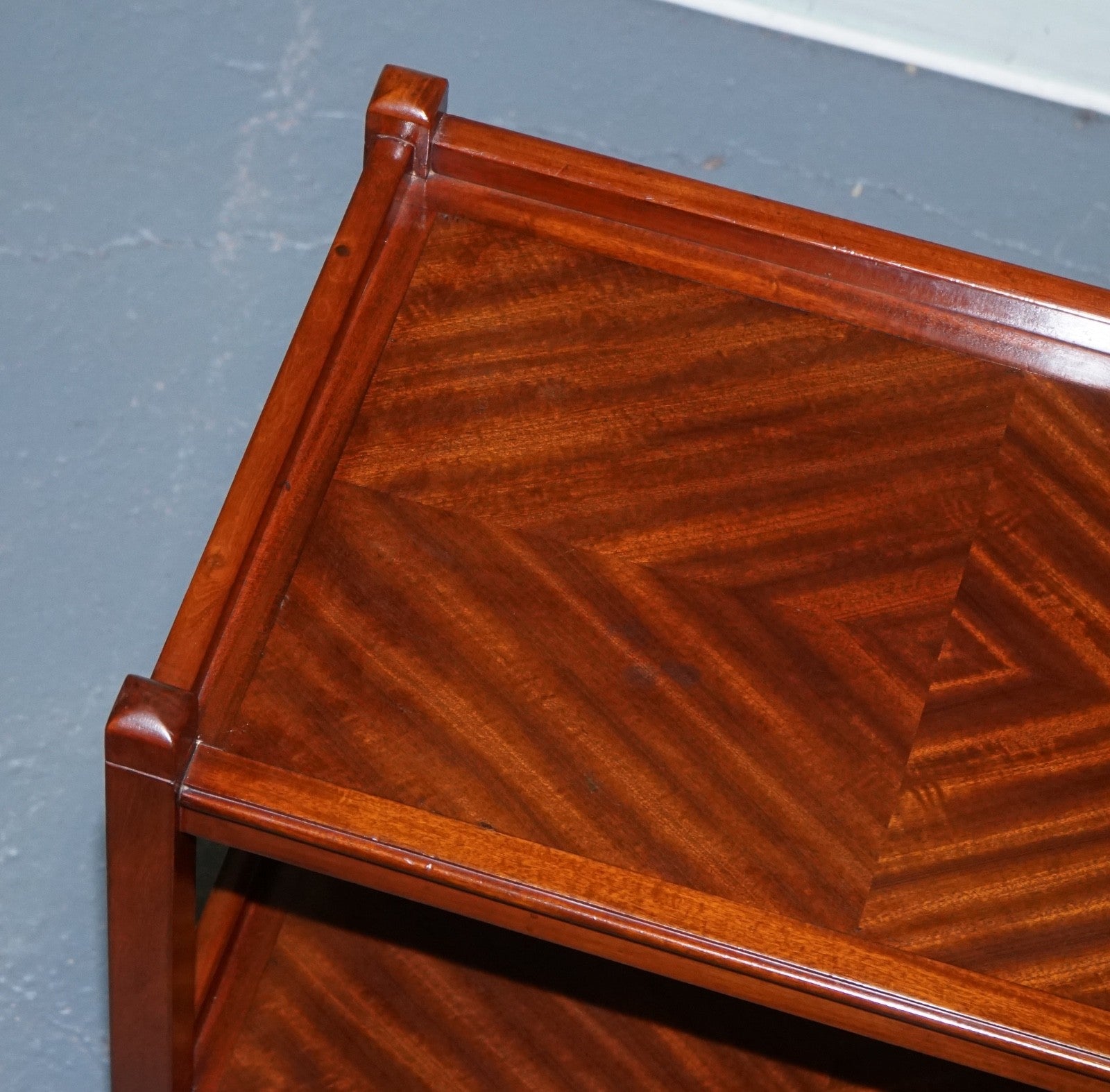 1960s VINTAGE TWO TIER WOODEN TEA TROLLET ON BRASS CASTERS