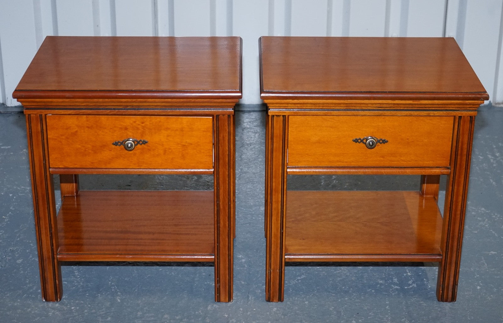 VINTAGE FRENCH STYLE CHERRY WOOD NIGHTSTANDS BEDSIDE TABLES