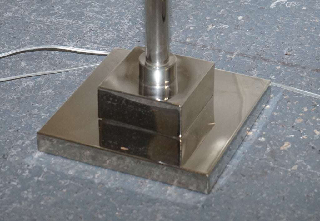 PAIR OF LOVELY FLOOR LAMPS WITH PINEAPPLE DESIGN STAINLESS STEEL BLACK SHADE