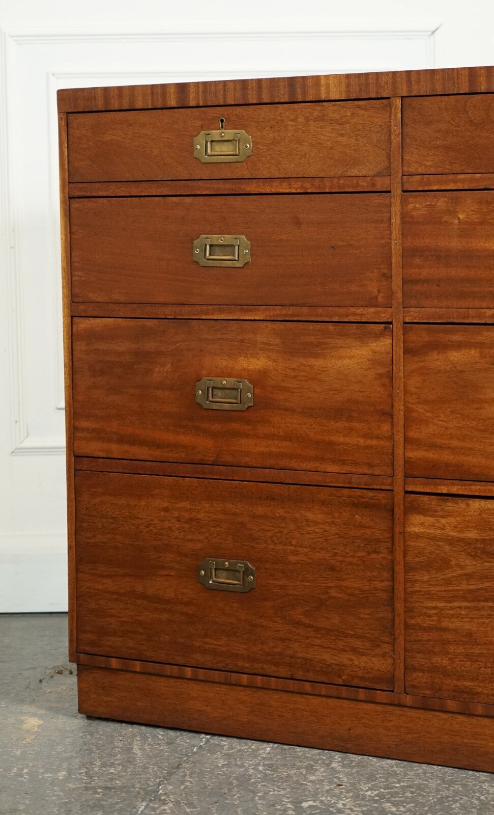 RARE ANTIQUE MILITARY CAMPAIGN MERCHANTS COUNTER SIDEBOARD GRADUATED DRAWERS