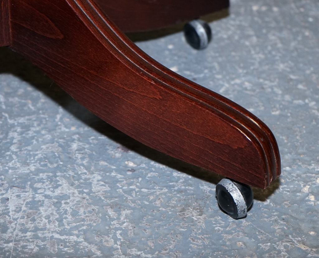 FULLY RESTORED CIGAR BROWN LEATHER CHESTERFIELD CAPTAINS OFFICE SWIVEL ARMCHAIR