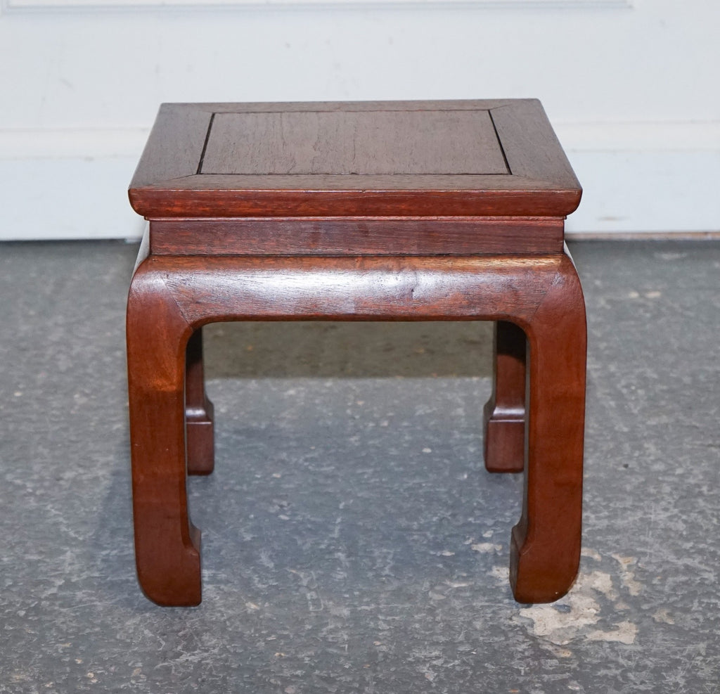 VINTAGE ORIENTAL CHINESE TEAK SIDE TABLE PLANT STAND MADE IN HONG KONG