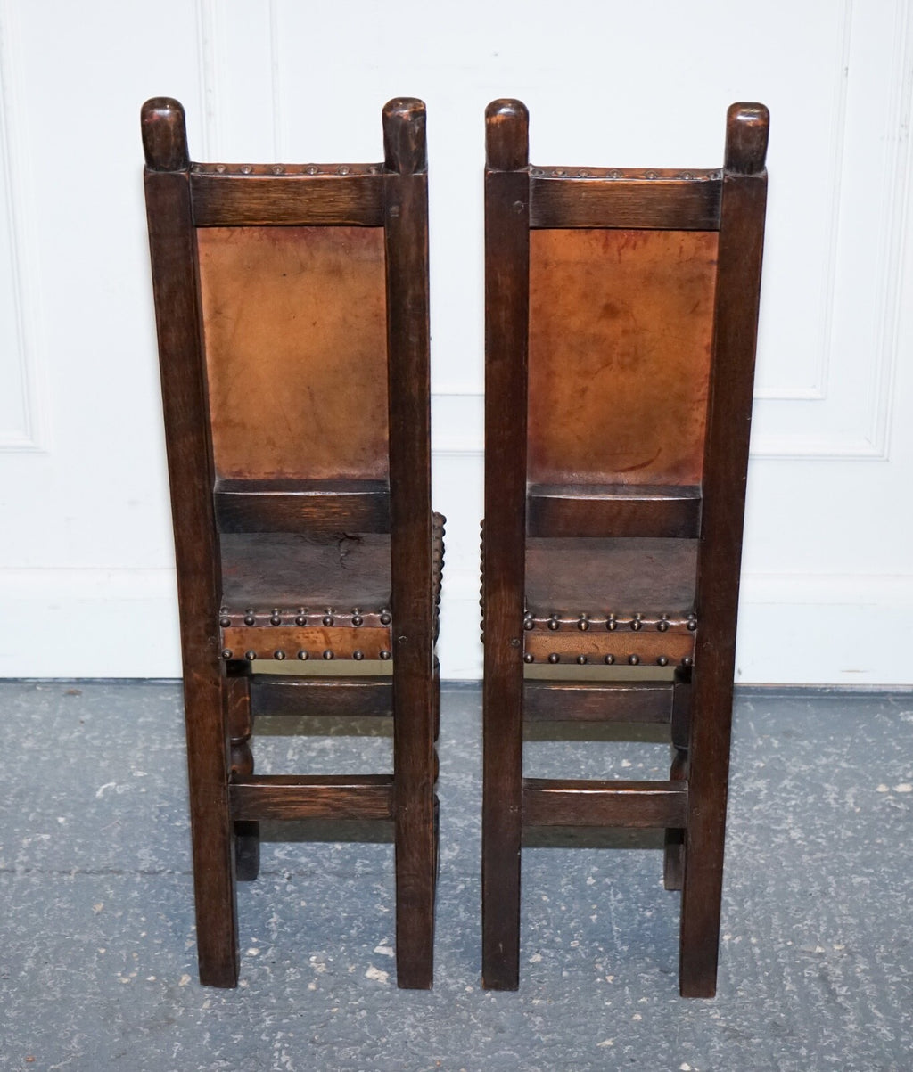 BEAUTIFUL PAIR OF DECORATIVE  17TH CENTURY REVIVAL OAK CHILDS CORRECTION CHAIR