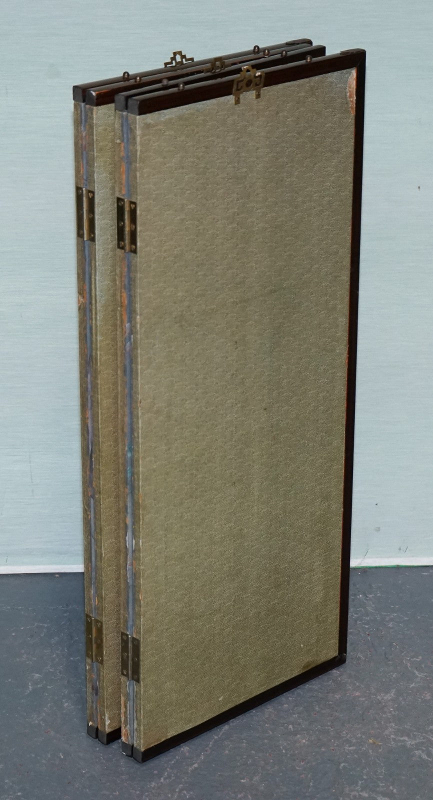 VINTAGE EXOTIC ORIENTAL BIRDS & FLOWERS FOLDING FOUR PANEL PETITE ROOM DIVIDER