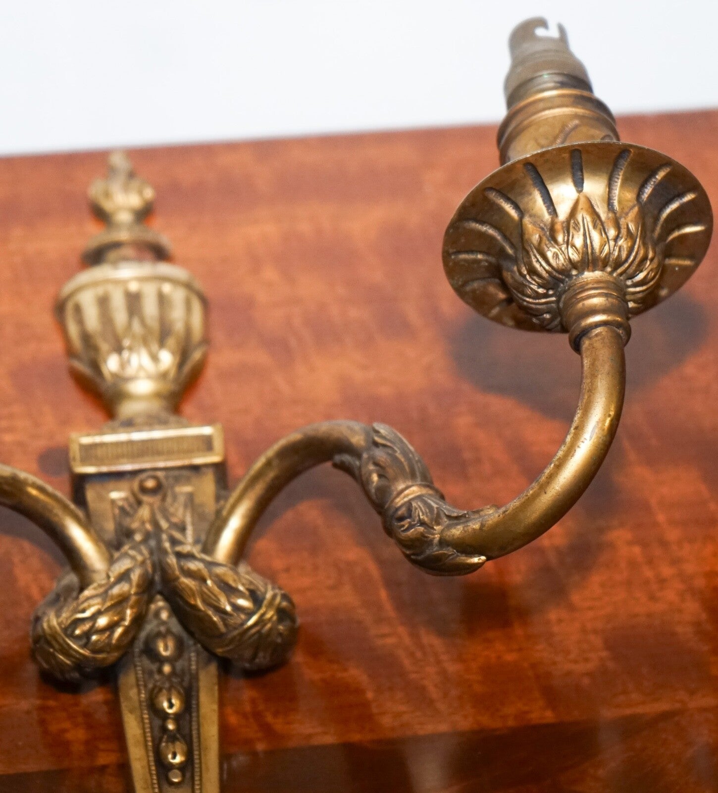 PAIR OF 19TH CENTURY FRENCH BRASS SCONCES TWO BRANCHES WALL LIGHTS