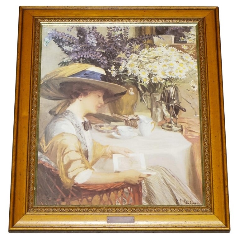 VINTAGE PRINT PAINTING ''SUMMER DAYS'' BY ROBERT STUBNER WOODEN FRAME 63 X 52 CM