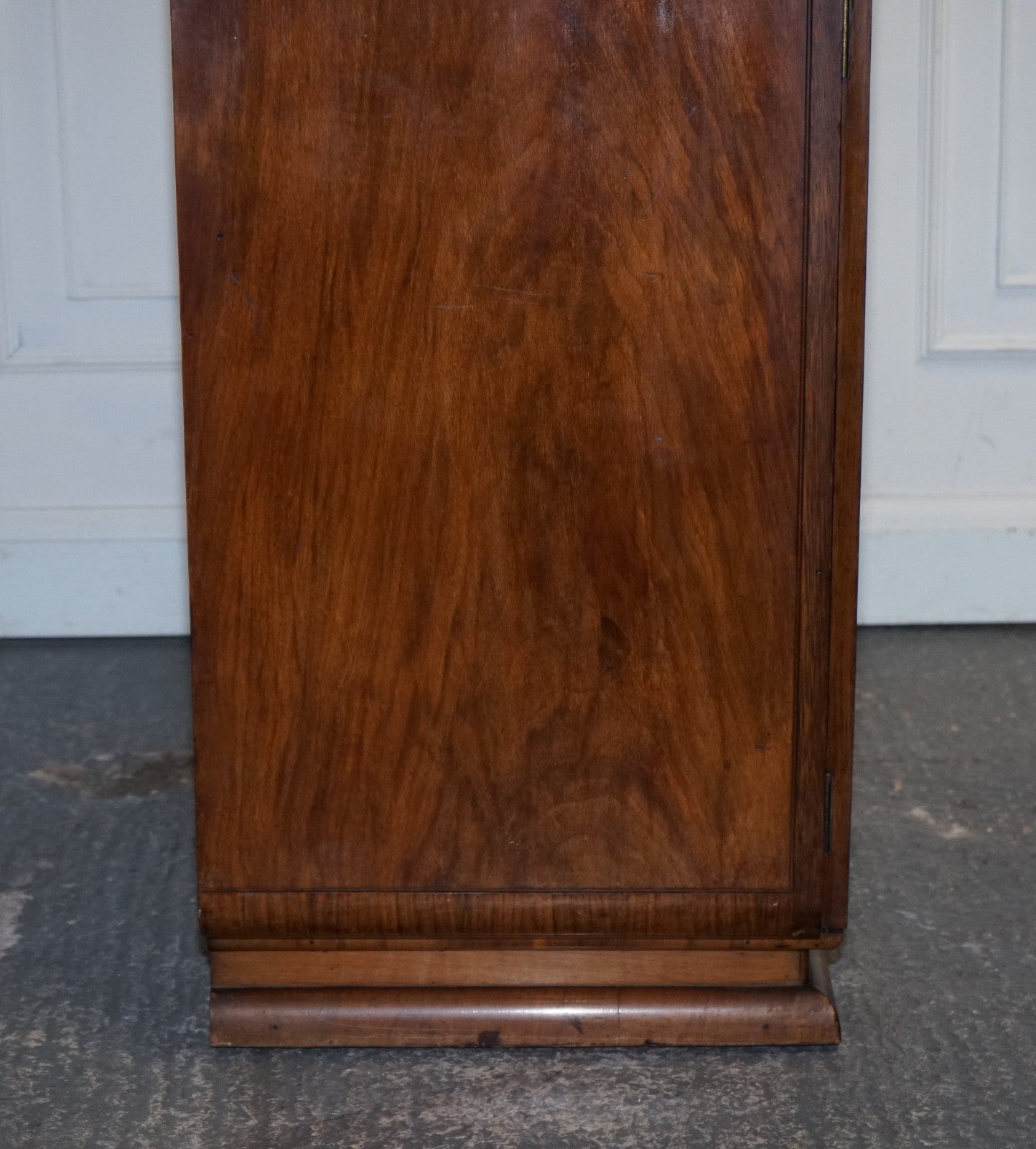 STUNNING ART DECO 1920'S PETITE BURR WALNUT TWO DOOR WARDROBE OR AMOIRE