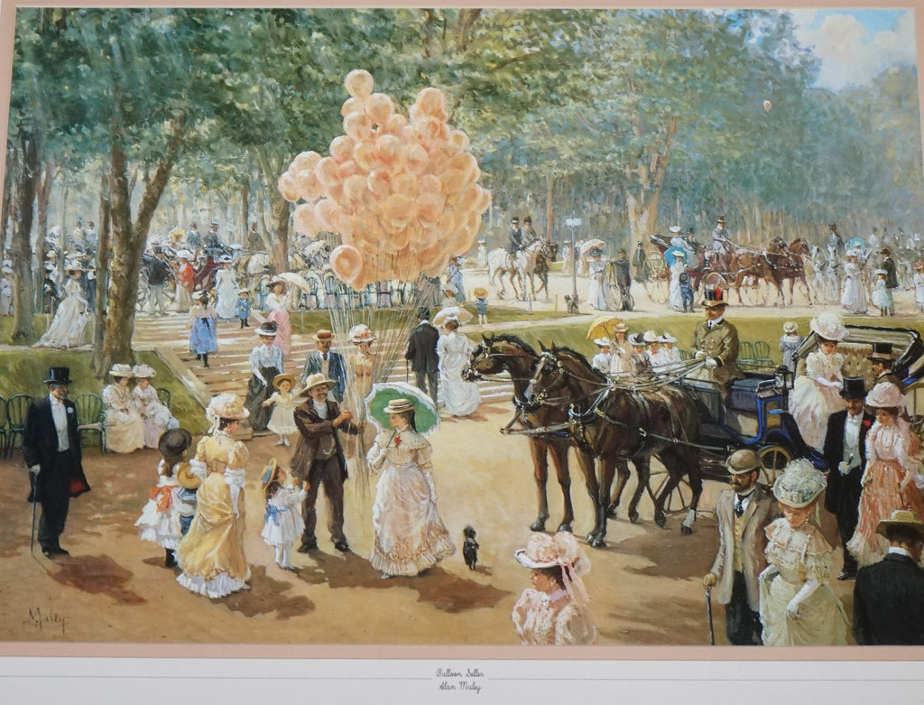 VINTAGE PRINT PAINTING ''BALLOON SELLER'' BY ALAN MALEY 64 X 79 CM
