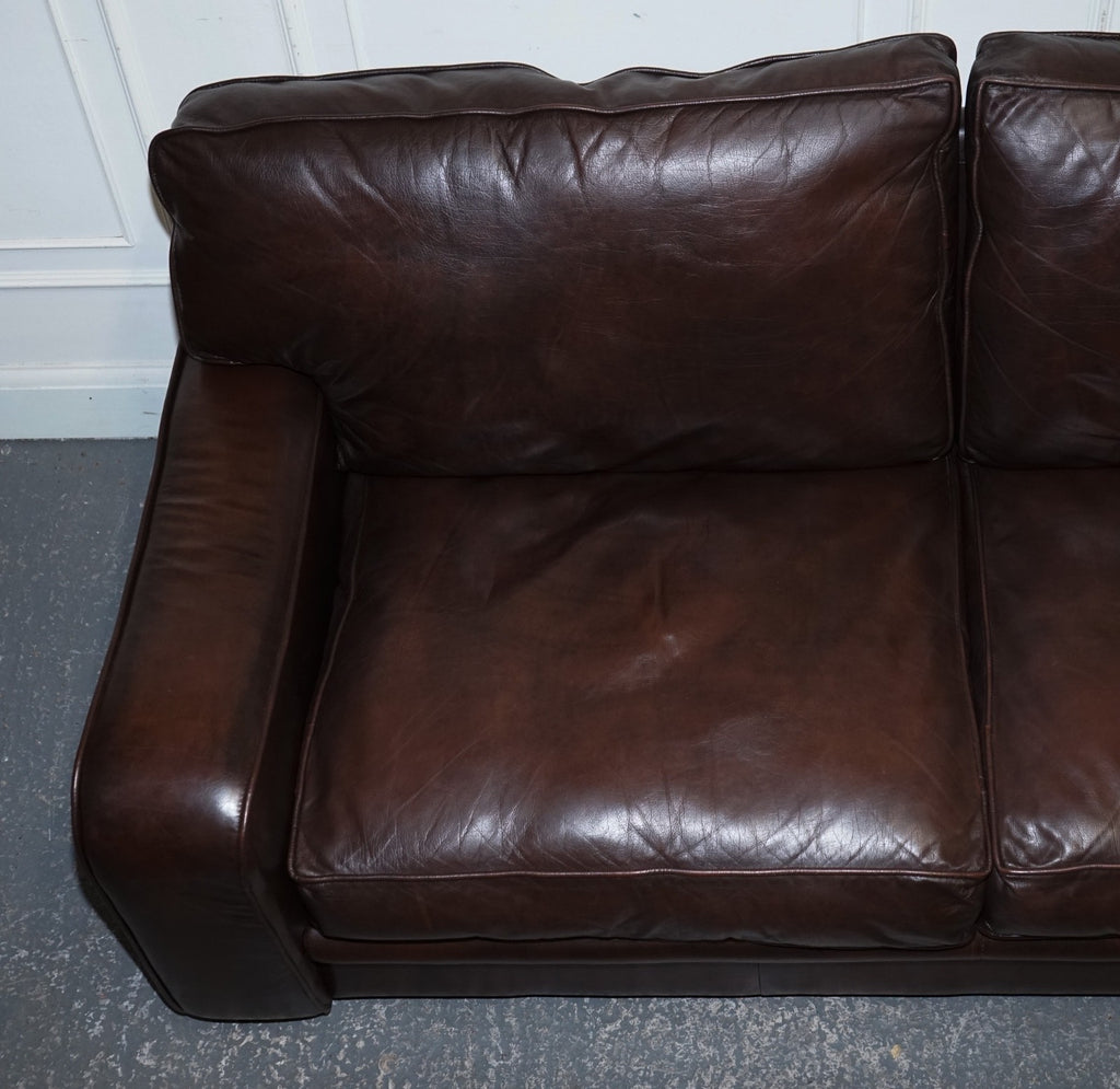 LOVELY VINTAGE CLUB BROWN LEATHER TWO TO THREE SOFA
