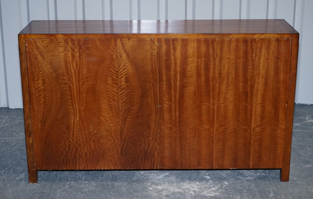 VINTAGE HARDWOOD & BRASS MILITARY CAMPAIGN STYLE BANK OF DRAWERS SIDEBOARD