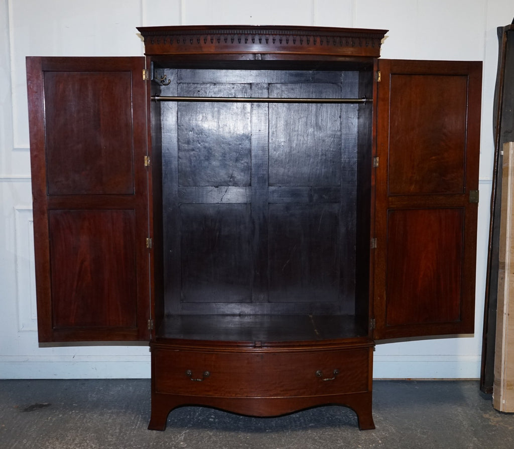 ANTIQUE ENGLISH GEORGE III LINEN PRESS CONVERTED TO WARDROBE