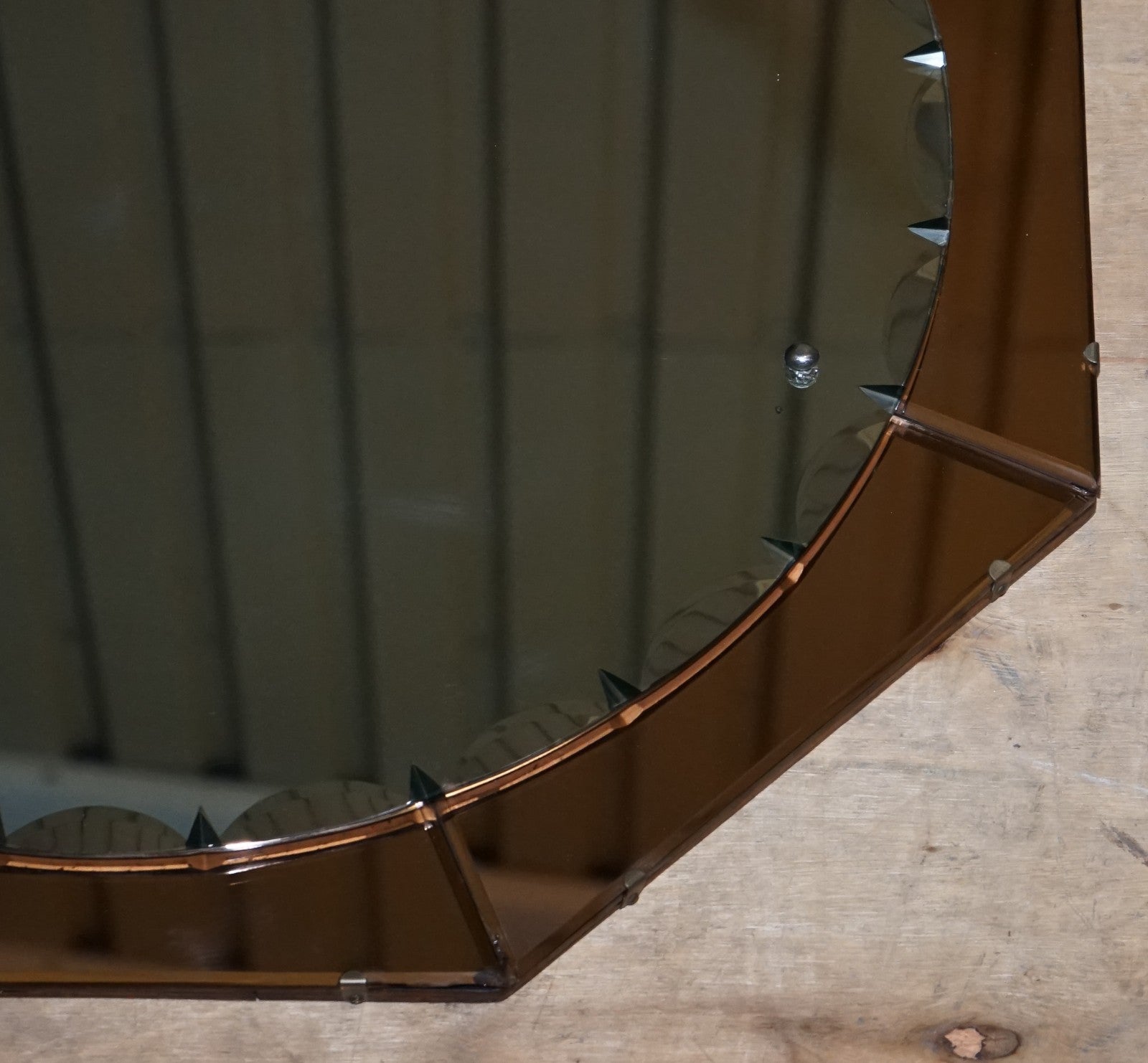 STUNNING LARGE FRENCH ART DECO 1920'S PEACH COLOURED WALL MIRROR